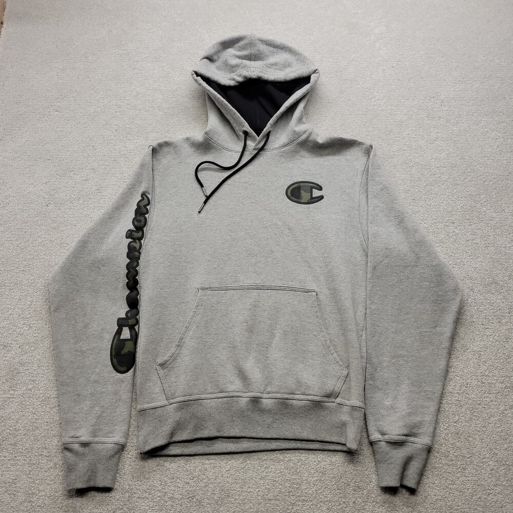 Champion Authentic Athleticwear Men’s Small Gray Camo Logo Pullover Hoodie